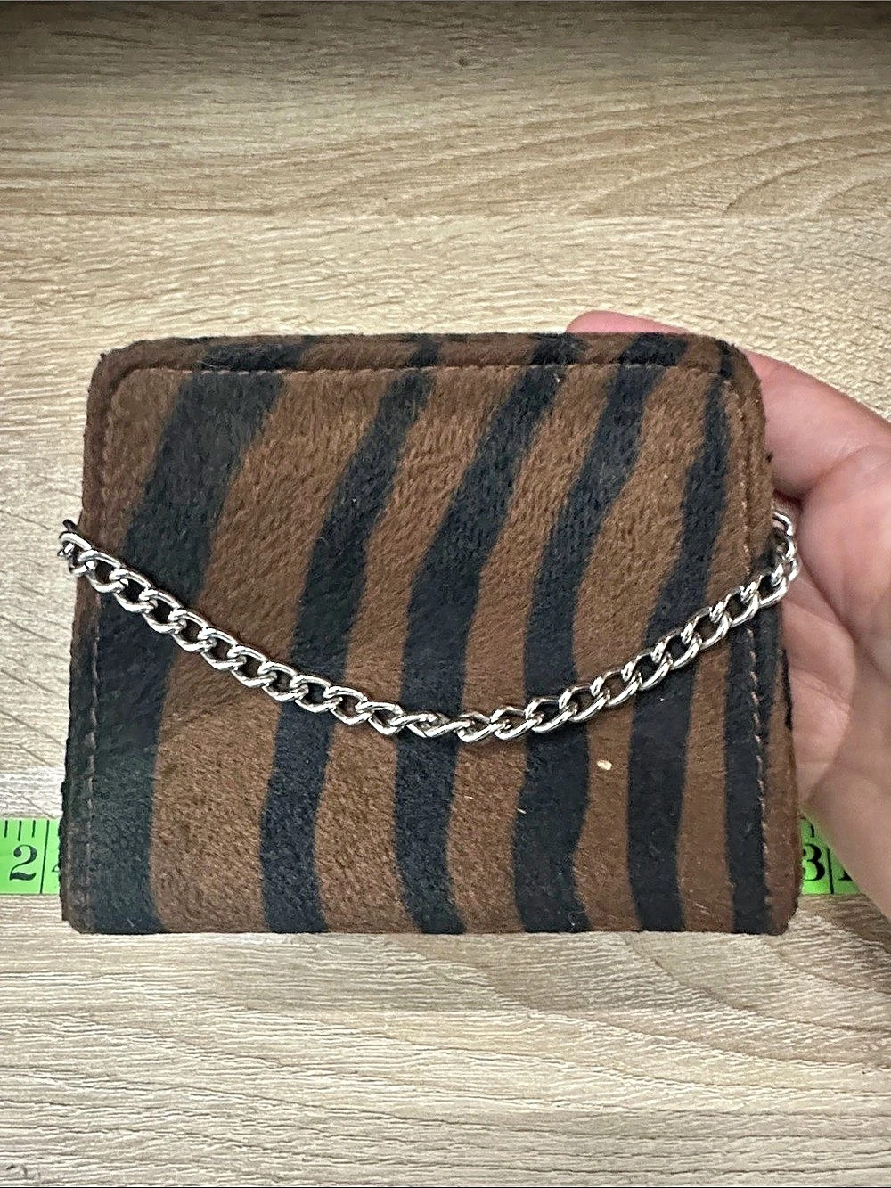 Animal Print Chain Clutch in Brown & Black